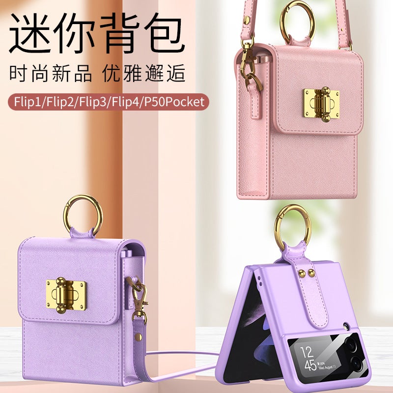 Suitable for Folding Mobile Phone Crossbody Bag Samsung Mini Bag Protective Case ins Women's Chanel Style Chain Bag Leather Case - Image 3